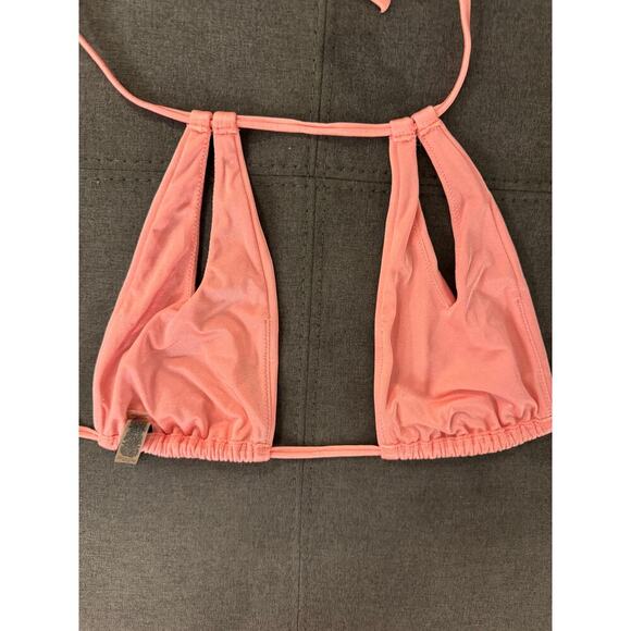 Victoria's Secret Peach Metallic Halter String Tie Bikini Swim Top Size Medium - Picture 3 of 6